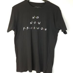 SLC Los Angeles Black Cotton Graphic Tee No New Friends Size M